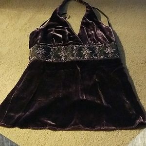 Purple velvet halter by LAUNDRY